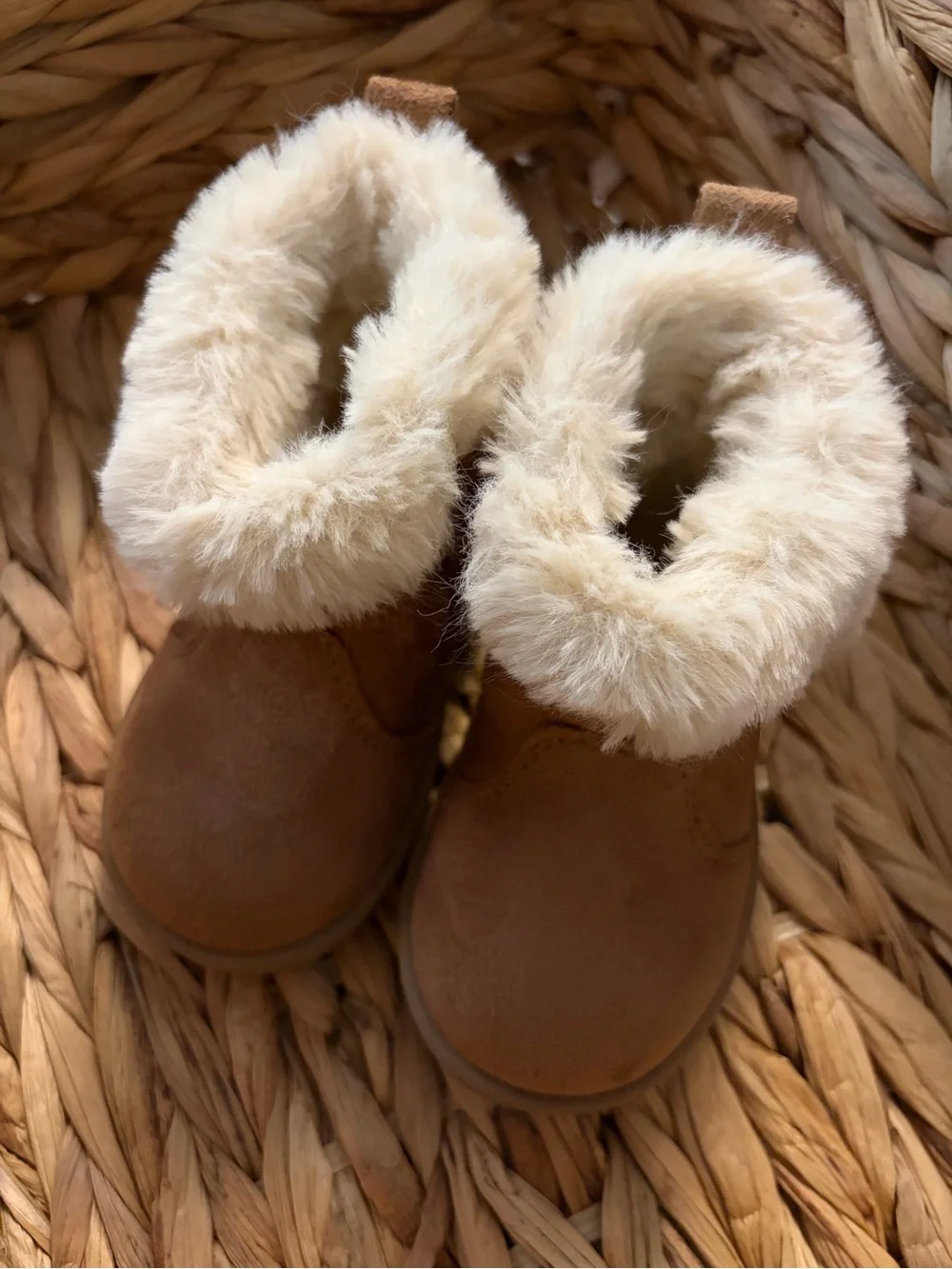 wonder nation Tan Faux Suede Toddler Fur Cuff Boots
